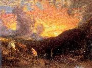 Palmer, Samuel Ploughing at Sunset oil painting artist